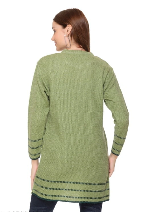 CLAPTON Women Round Neck Green Full Sleeve Wool Cardigan  - L, Green, Wool, Pack of1